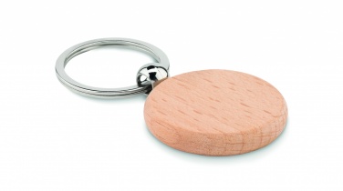 Logo trade promotional merchandise picture of: Round wooden key ring Saldus