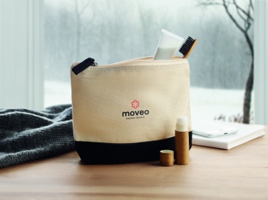 Logo trade promotional merchandise photo of: Bicolour cotton cosmetic bag