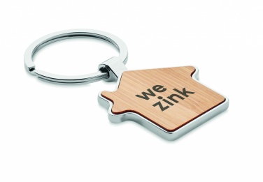 Logo trade advertising products picture of: House key ring metal bamboo NORDIC