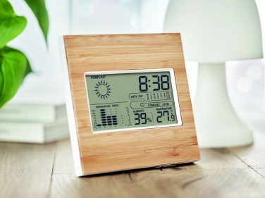 Logotrade corporate gift image of: Weather station bamboo front TURKU