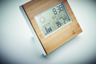 Logo trade promotional giveaways image of: Weather station bamboo front TURKU
