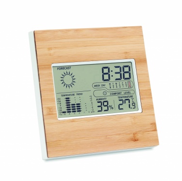 Logotrade promotional gift image of: Weather station bamboo front TURKU