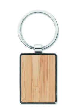 Logo trade business gifts image of: Rectangular key ring bamboo WEST