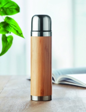 Logo trade promotional product photo of: Double wall bamboo cover flask 400ml CHAN BAMBOO