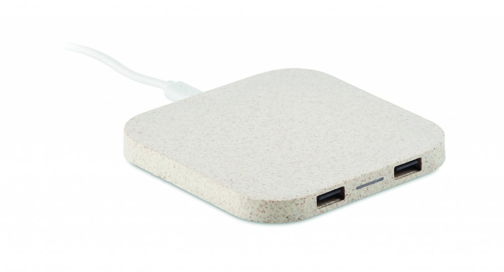 Logo trade business gift photo of: Hub charger wheat straw/ABS 5W