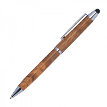 Logo trade promotional giveaways image of: Wooden ballpen with touch function ERFURT