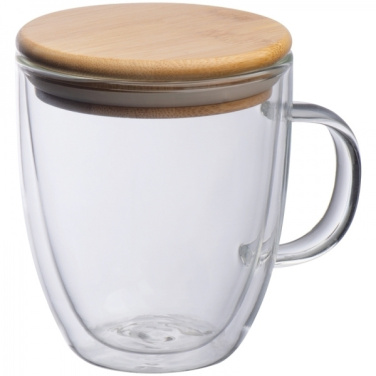 Logo trade promotional giveaways image of: Double-walled glass cup GERTHE 350 ml