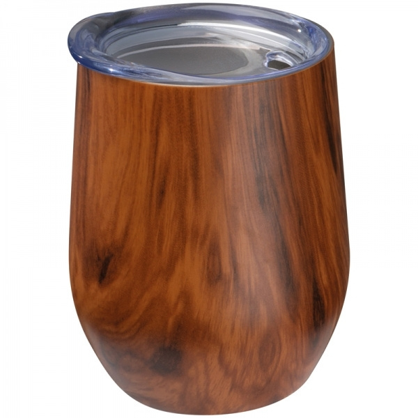 Logo trade promotional giveaway photo of: Stainless steel mug with wooden look BRIGHTON 380 ml