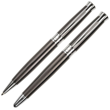 Logo trade promotional product photo of: Metal set of ballpoint pen and roller ROI