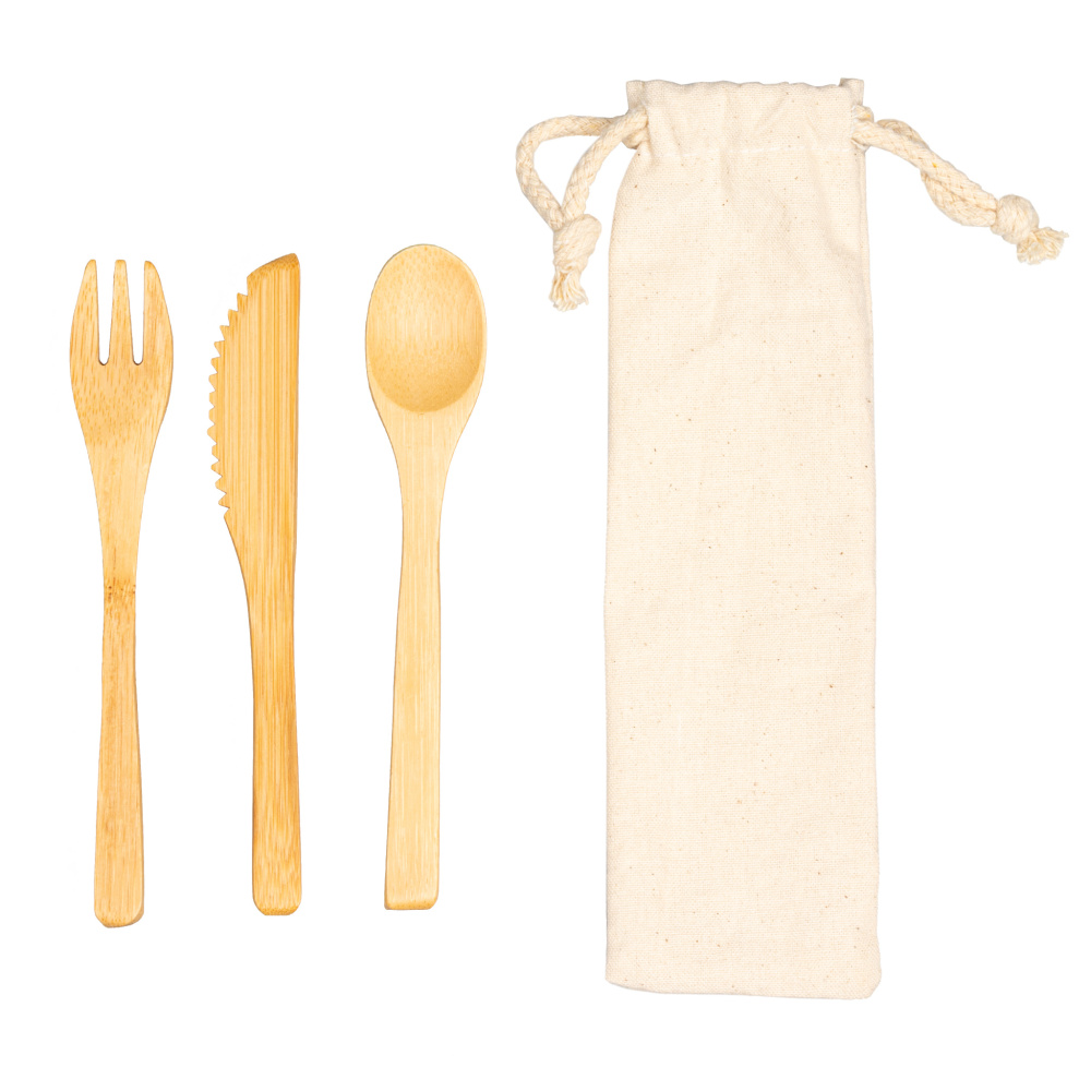 Logo trade advertising products image of: Bamboo cutlery set BONNEVILLE