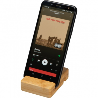 Logo trade advertising products image of: Bamboo smartphone holder SAN SEBASTIAN
