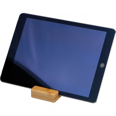 Logo trade promotional products image of: Bamboo smartphone holder SAN SEBASTIAN