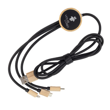 Logotrade corporate gift picture of: 3-in-1 cable with elighted logo in a wooden casing, LH-ZMU06