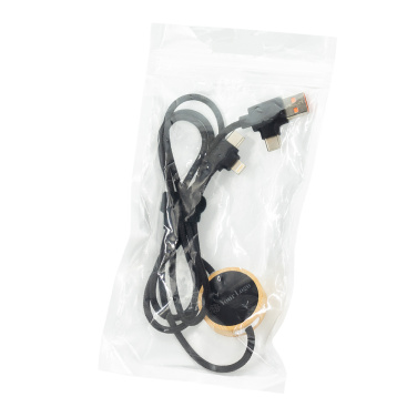 Logotrade corporate gift image of: 4in1 long wooden cable with elighted logo for engraving