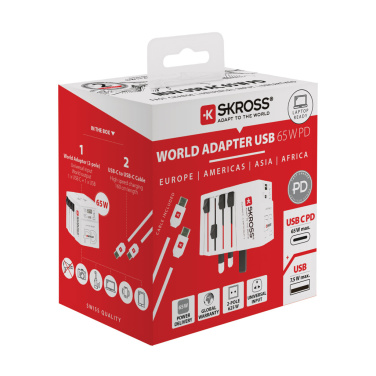 Logo trade promotional gifts picture of: SKROSS World Travel Adapter MUV 65W PD with USB C Cable