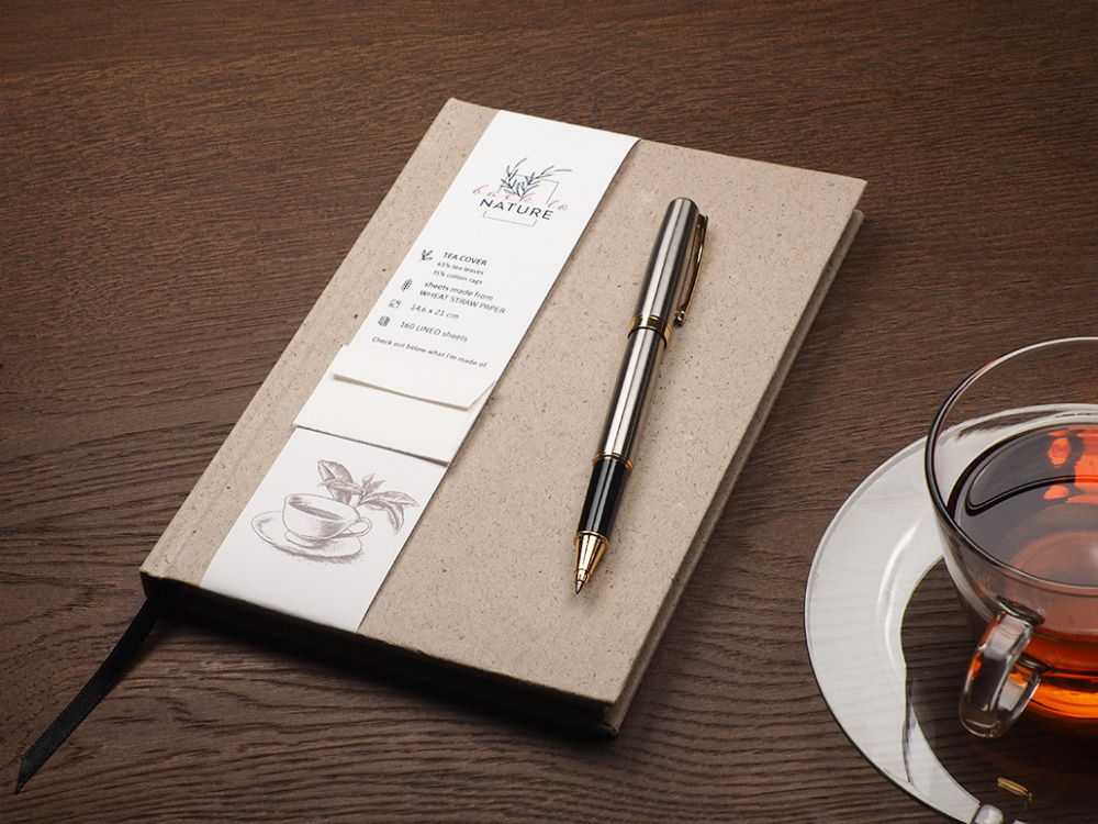 Logo trade promotional merchandise picture of: Recycled Tea Notebook 209734000