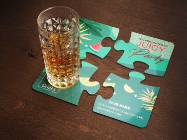 Logo trade corporate gifts image of: Set of 4 PUZZLE glass coasters 1835117
