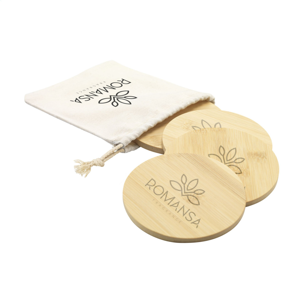 Logotrade business gifts photo of: Bamboo Coaster Set