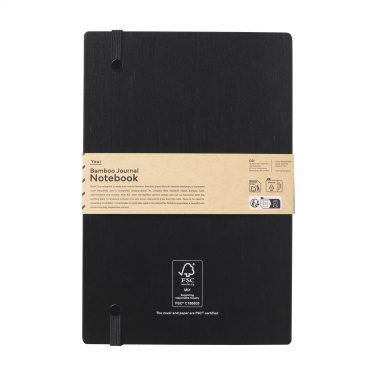 Logo trade advertising product photo of: Bamboo Journal Naked Spine Paper Notebook Black A5