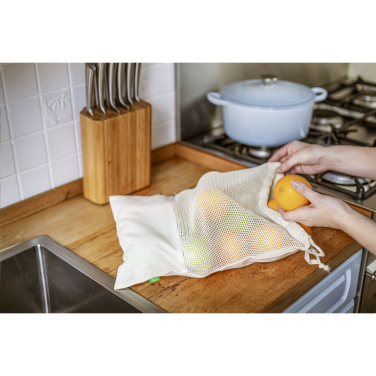 Logo trade promotional merchandise image of: Natura Organic GOTS Mesh Bag (120 g/m²) fruit bag