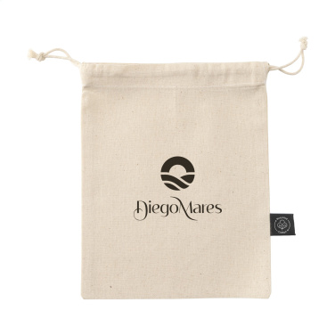 Logo trade promotional product photo of: Gift Pouch Natural GRS Recycled Cotton (150 g/m²) S
