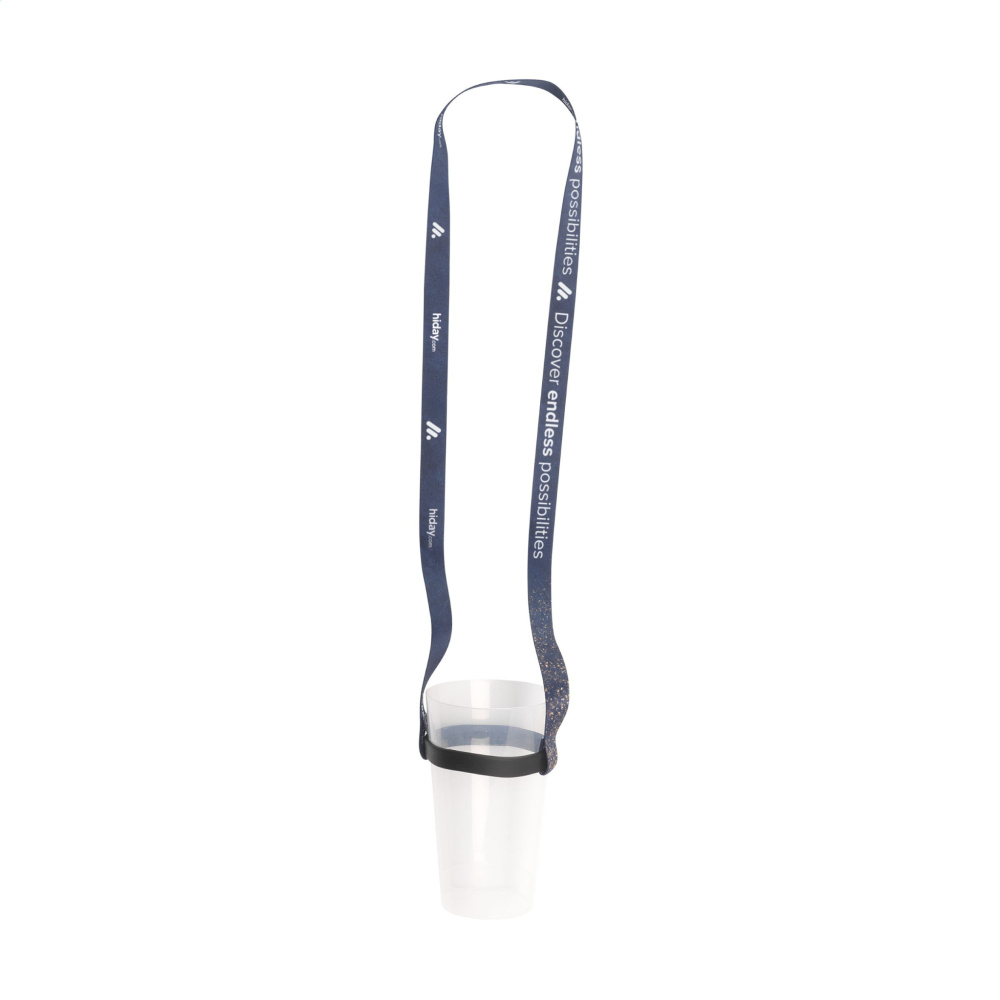 Logotrade promotional merchandise image of: Lanyard Sublimation RPET 1.5 cm with Cup holder