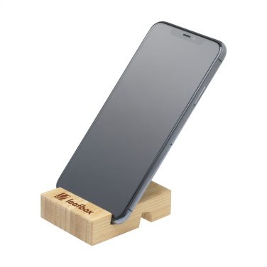 Logo trade promotional gifts image of: Supporto Bamboo phone stand