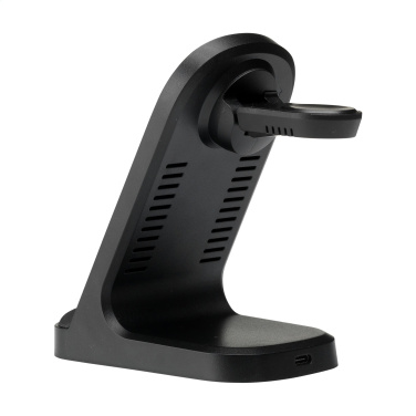 Logotrade promotional giveaway image of: Triple-Up RCS Recycled ABS Wireless Charger Stand