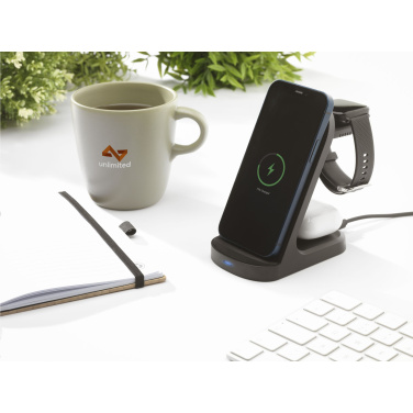 Logo trade promotional products picture of: Triple-Up RCS Recycled ABS Wireless Charger Stand
