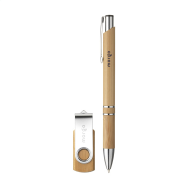 Logo trade business gift photo of: Bamboo Connect Giftset 8 GB