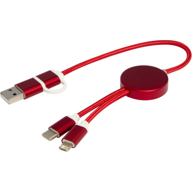 Logo trade promotional items image of: Alasia 5-in-1 recycled aluminium and plastic 30 cm data sync and 27W fast charge cable
