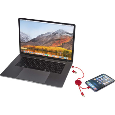 Logotrade promotional giveaway picture of: Alasia 5-in-1 recycled aluminium and plastic 30 cm data sync and 27W fast charge cable