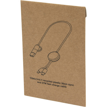 Logotrade promotional item image of: Citala 5-in-1 recycled plastic 30 cm data sync and 27W fast charge cable