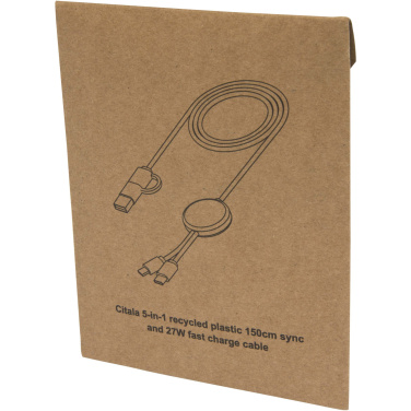 Logo trade promotional gifts picture of: Citala 5-in-1 recycled plastic 150 cm data sync and 27W fast charge cable