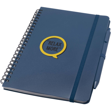 Logo trade corporate gift photo of: Thalaasa A5 ocean-bound hard cover notebook with ballpoint pen (black ink)