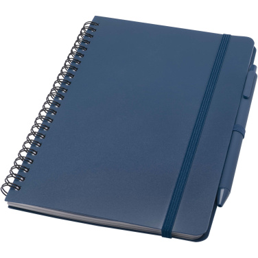 Logo trade corporate gift photo of: Thalaasa A5 ocean-bound hard cover notebook with ballpoint pen (black ink)