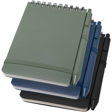 Logo trade business gifts image of: Thalaasa A6 hard cover ocean-bound notebook with ballpoint pen (black ink)