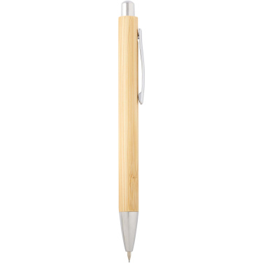 Logotrade promotional gift picture of: Oblys bamboo ballpoint pen and mechanical pencil set (black ink)