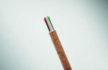 Logo trade corporate gifts picture of: Cork 4-colour ink ball pen