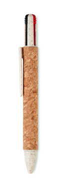 Logo trade promotional giveaways picture of: Cork 4-colour ink ball pen