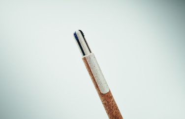 Logo trade promotional gifts picture of: Cork 4-colour ink ball pen
