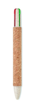 Logo trade promotional giveaway photo of: Cork 4-colour ink ball pen