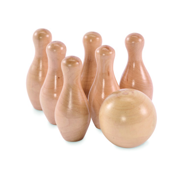 Logo trade advertising products image of: Mini pine wood bowling set