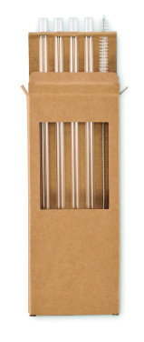 Logo trade promotional items picture of: 4 reusable glass straws