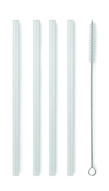 Logo trade corporate gifts image of: 4 reusable glass straws