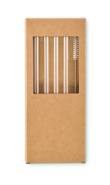 Logo trade promotional merchandise picture of: 4 reusable glass straws