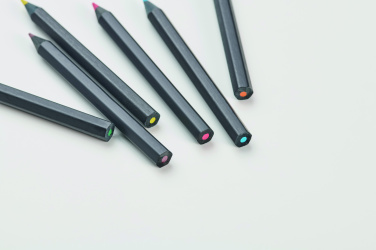 Logo trade promotional giveaways image of: 6 black colouring pencils