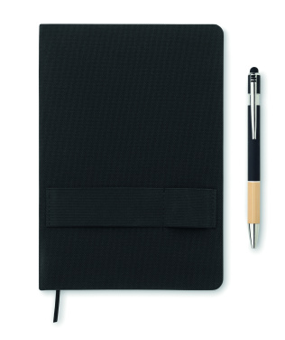 Logo trade business gifts image of: A5 RPET notebook with pen