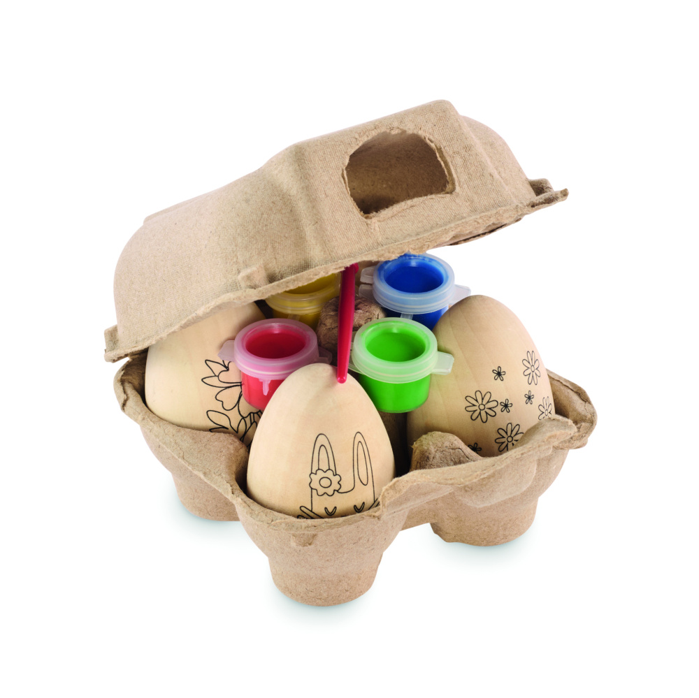 Logo trade corporate gift photo of: Wooden eggs painting set