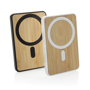 Logotrade promotional item image of: Zen RCS rplastic 5000 mah 5W magnetic bamboo powerbank